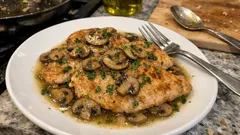 One-Pan Chicken and Mushrooms in White Wine Sauce (Creamy Without Cream)